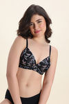Zivame Padded Non Wired Medium Coverage Tshirt Bra - Black Floral — thumbnail 2